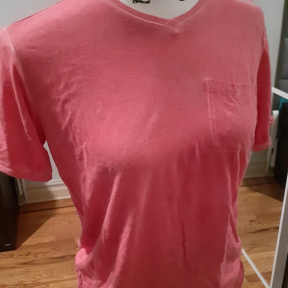 7 For All Mankind Boys' Mineral Wash V-Neck Knit Jersey Pocket T-Shirt-Red - Picture 3 of 5